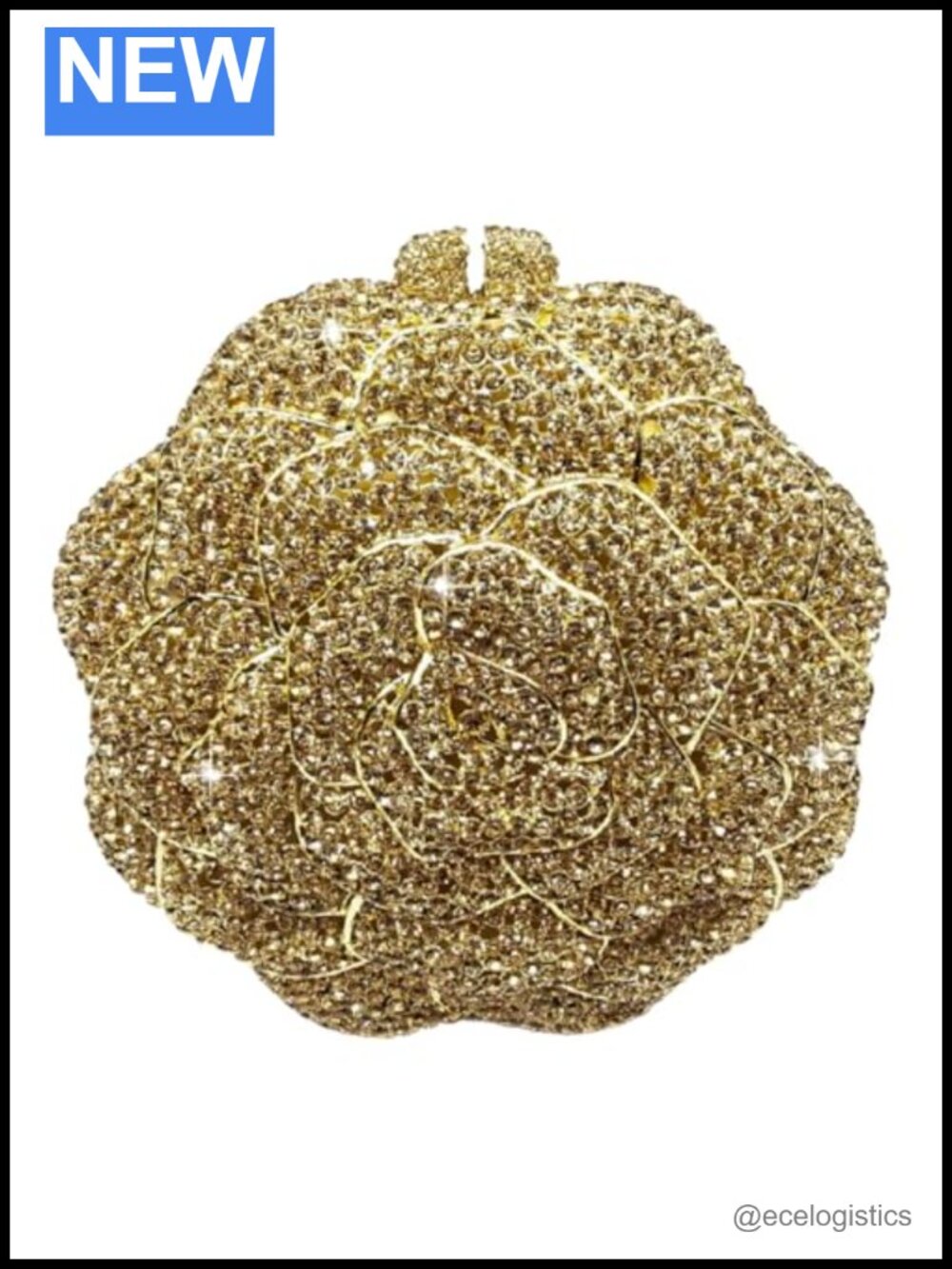 Crystal Flower Evening Clutch Metal Frame Rhinestone Mini Purse Wedding Party